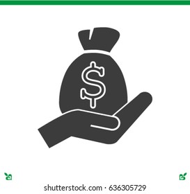 moneybag and hand vector icon