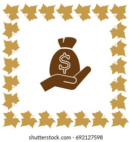 moneybag and hand vector icon