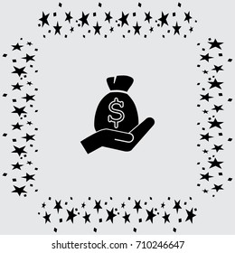 moneybag and hand vector icon