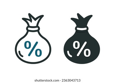 Moneybag percentage icon. illustration vector