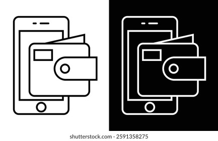 Moneybag, Phone, pay, paying, purchase icon. Wallet icon vector set. Wallet symbol for app, logo web design. Outline of Wallet, money icon vector illustration. Vector illustration.