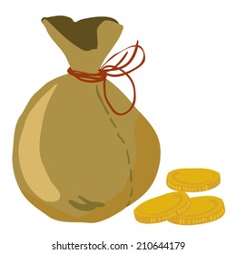 bolsa de dinero con algunas monedas