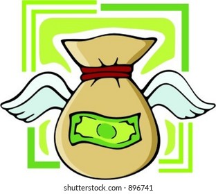 Moneybag with wings.Vector illustration