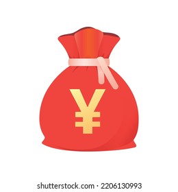 Moneybag with Yen currency sign. Cash, interest rate, business and financial equipment concept. Flat style vector Japanese yen money Symbol.