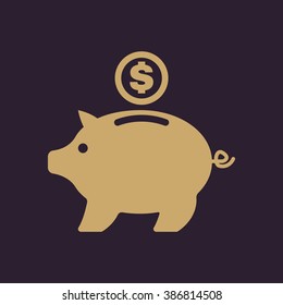 The moneybox icon. Cash and money, wealth, savings symbol. Flat Vector illustration