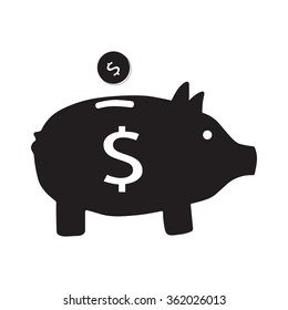 moneybox icon on the white background. Pig silhouette of money bag. 
