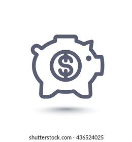 moneybox line icon, money box pig, piggy bank, banking, isolated linear pictogram, vector illustration