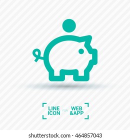 moneybox line vector icon. piggy bank line vector icon for web site and app