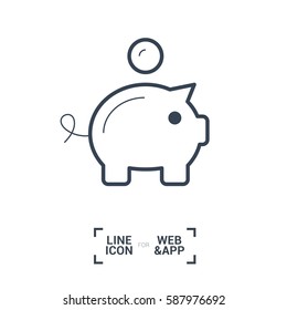 moneybox line vector icon. piggy bank vector icon. piggy bank line vector icon for web site and app