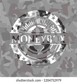 Moneybox on grey camo pattern