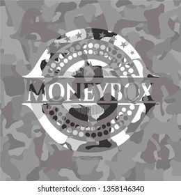  Moneybox on grey camo pattern