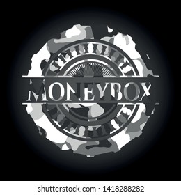 Moneybox on grey camo pattern