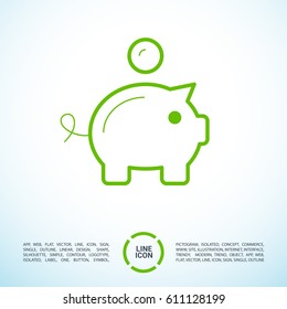 moneybox piggy bank line vector icon