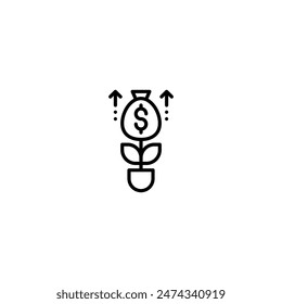moneybox saving grow outline icon and illustration