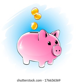 Moneybox.  Vector illustration.