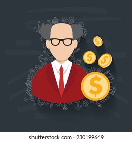 Money,Businessman on blackboard background,vector