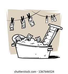 Money-Laundering. Cartoon Illustration