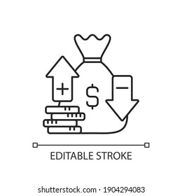 Moneyline linear icon. Betting on specific team for game winning. Fixed-odds gambling. Thin line customizable illustration. Contour symbol. Vector isolated outline drawing. Editable stroke