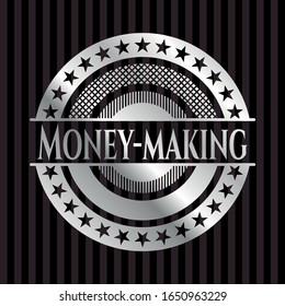 Money-making silver badge or emblem. Vector Illustration. Mosaic.