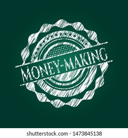 Money-making written on a blackboard. Vector Illustration. Detailed.