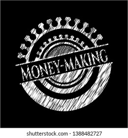 Money-making written on a chalkboard. Vector Illustration. Detailed.