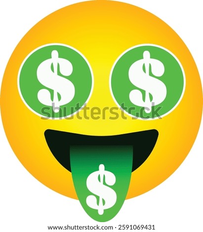 The money-mouth face emoji with Dollar sign Vector Illustration