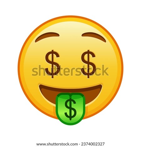 Money-mouth face Large size of yellow emoji smile