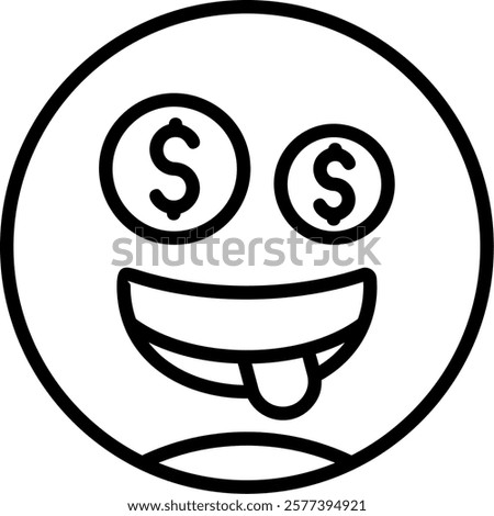 Money-Mouth Face Line Vector Icon Design