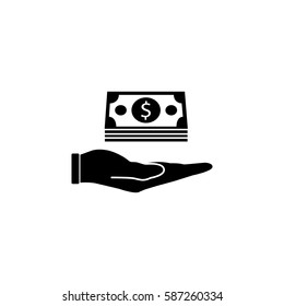 Moneys in hand solid icon, finance and business, Bundle of money sign vector graphics, a filled pattern on a white background, eps 10.