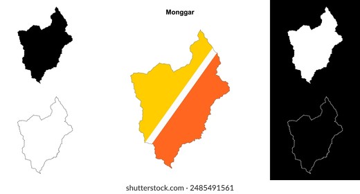 Conjunto de mapas esquemáticos del distrito de Monggar