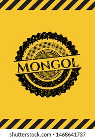 Mongol inside warning sign, black grunge emblem. Vector Illustration. Detailed.
