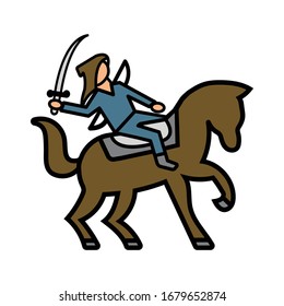 Mongol warrior flat icon man