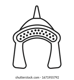 Mongol warrior line icon helmet