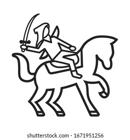 Mongol warrior line icon man