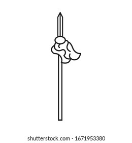 Mongol warrior line icon spear