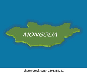 mongolia 3d like map, vector illustration 