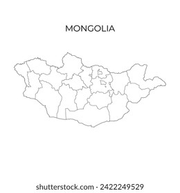 Mongolia administrative division contour map. Regions of Mongolia. Vector illustration