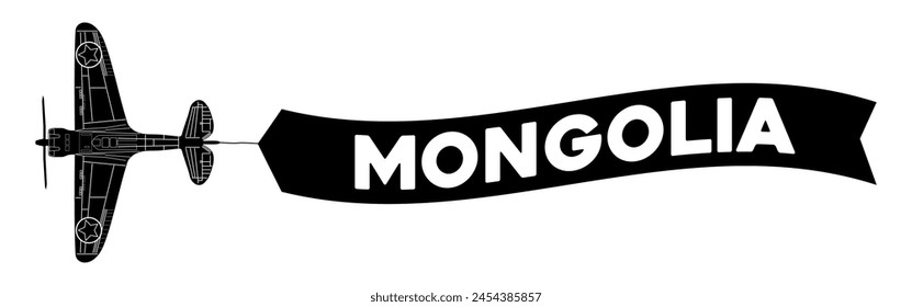 Mongolia advertisement banner is attached to the plane