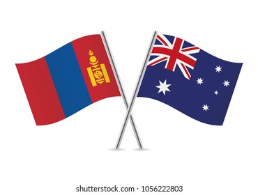 Mongolia and Australia flags. Vector illustration.