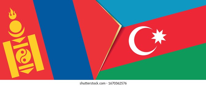 Mongolia and Azerbaijan flags, two vector flags symbol of relationship or confrontation.