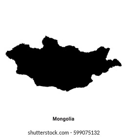 Mongolia black map,border with name of country
