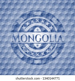 Mongolia blue hexagon badge.