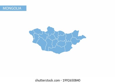 Mongolia blue map detailed vector.