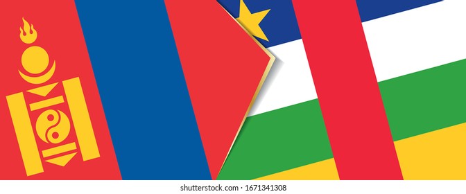 Mongolia and Central African Republic flags, two vector flags symbol of relationship or confrontation.