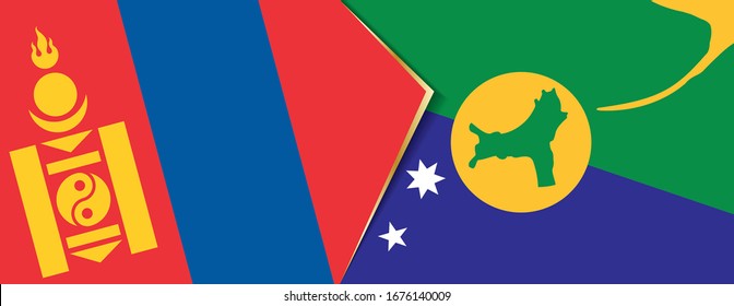 Mongolia and Christmas Island flags, two vector flags symbol of relationship or confrontation.