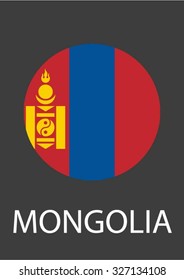 Mongolia circle flag - vector icon
