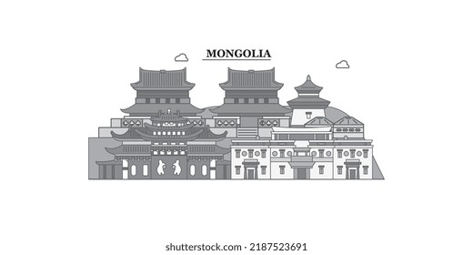 Mongolia City Skyline Isolated Vector Illustration, Icons