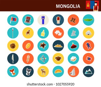 Mongolia concept flat icons