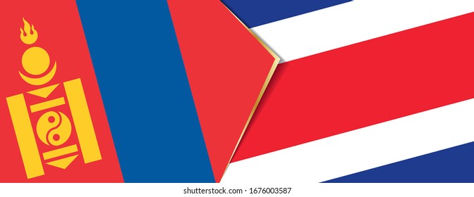 Mongolia and Costa Rica flags, two vector flags symbol of relationship or confrontation.