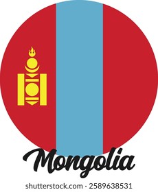 Mongolia country flag in circle vector illustration